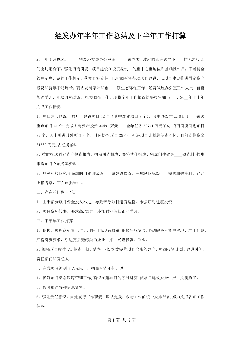 经发办年半年工作总结及下半年工作打算.docx_第1页