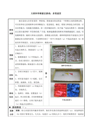 幼儿园大班科学探索区游戏：多变迷宫.doc