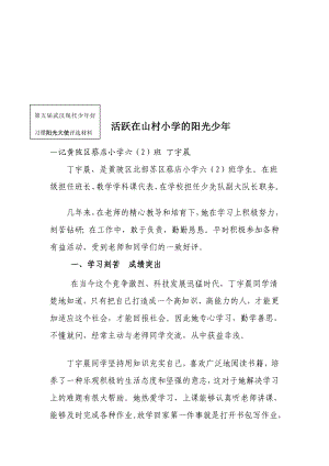 重点第五武汉现代少好习惯阳光大使评选材料.doc