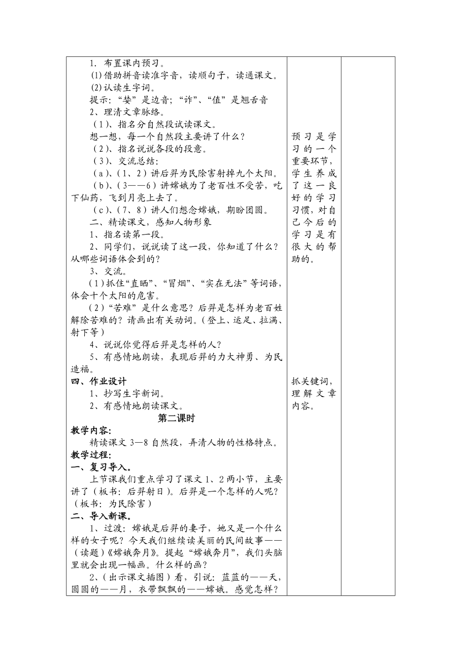 苏教版小学语文五级上册《嫦娥奔月》教学设计.doc_第2页