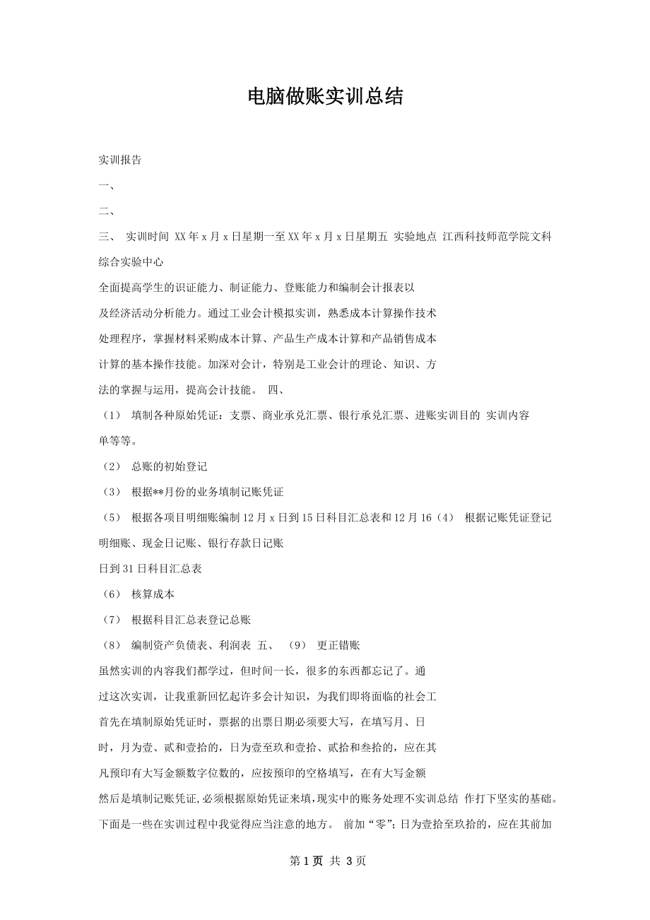 电脑做账实训总结.docx_第1页