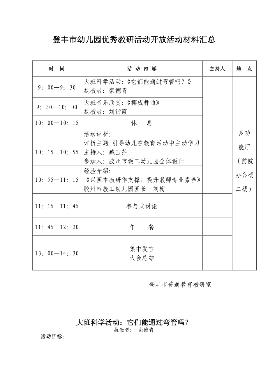 登丰市幼儿园优秀教研活动开放活动材料汇总.doc_第1页