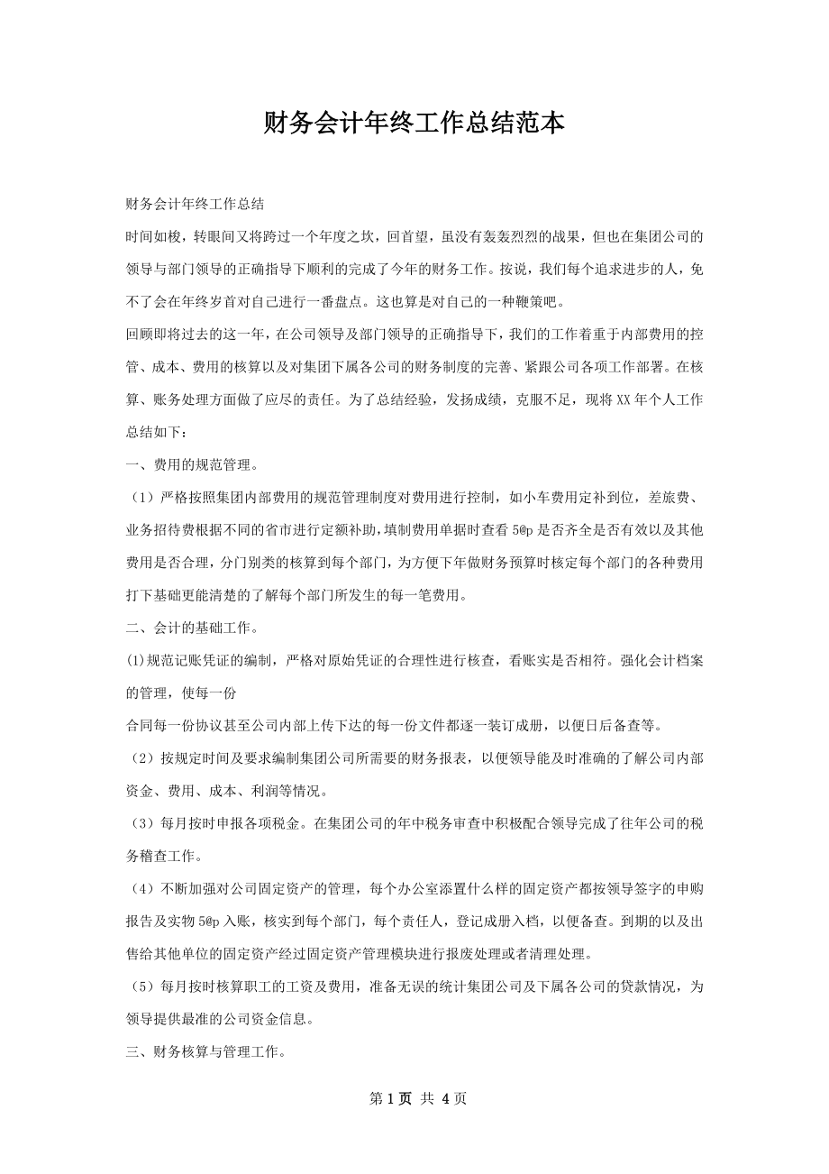 财务会计年终工作总结范本.docx_第1页