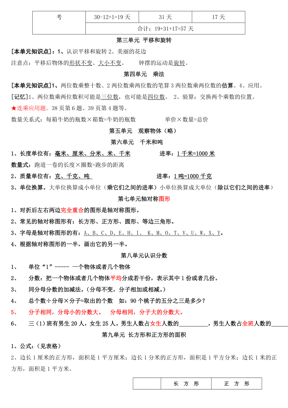 苏教版小学三级下册数学各单元知识点复习归纳.doc_第2页