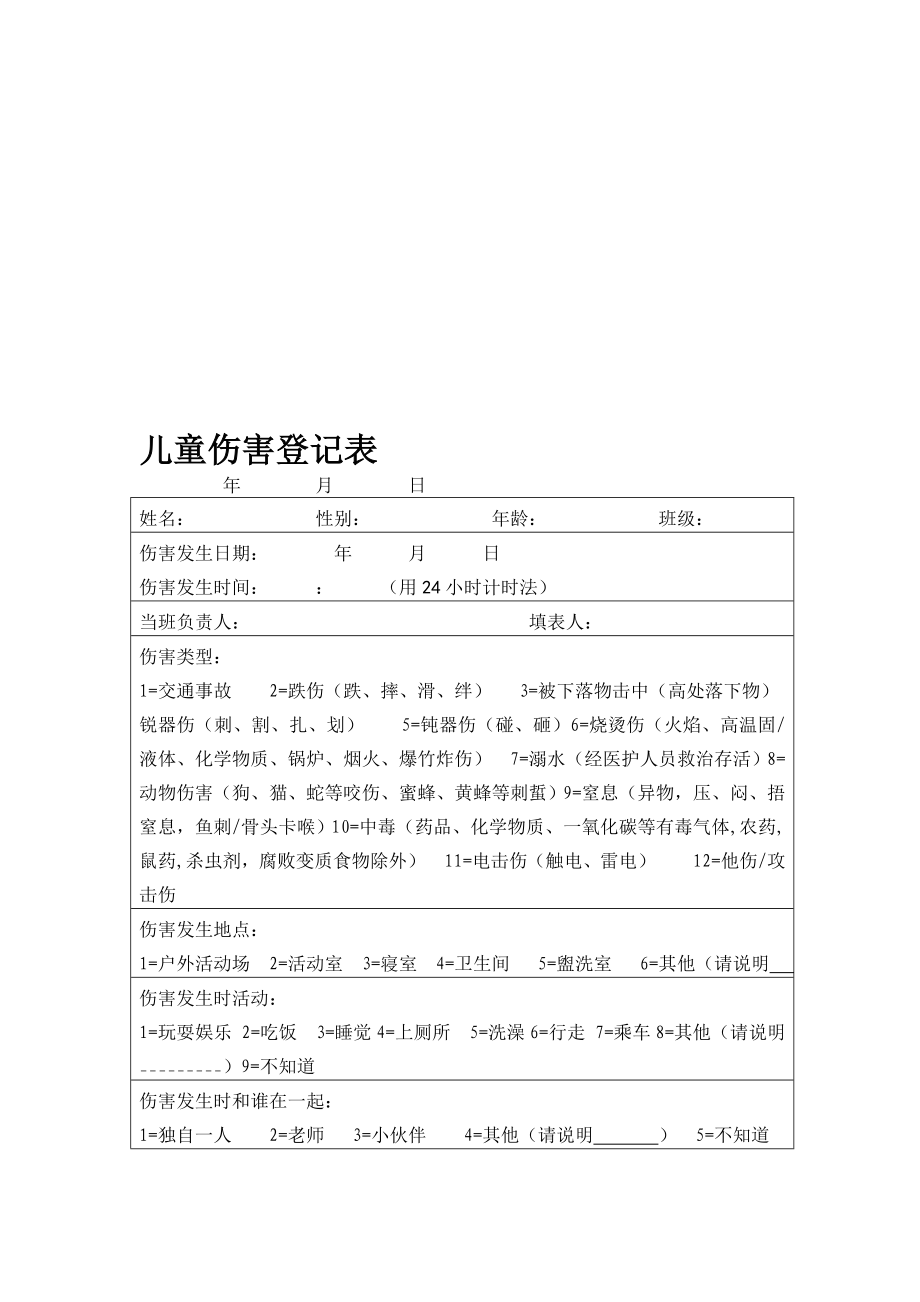 儿童伤害登记表.doc_第1页