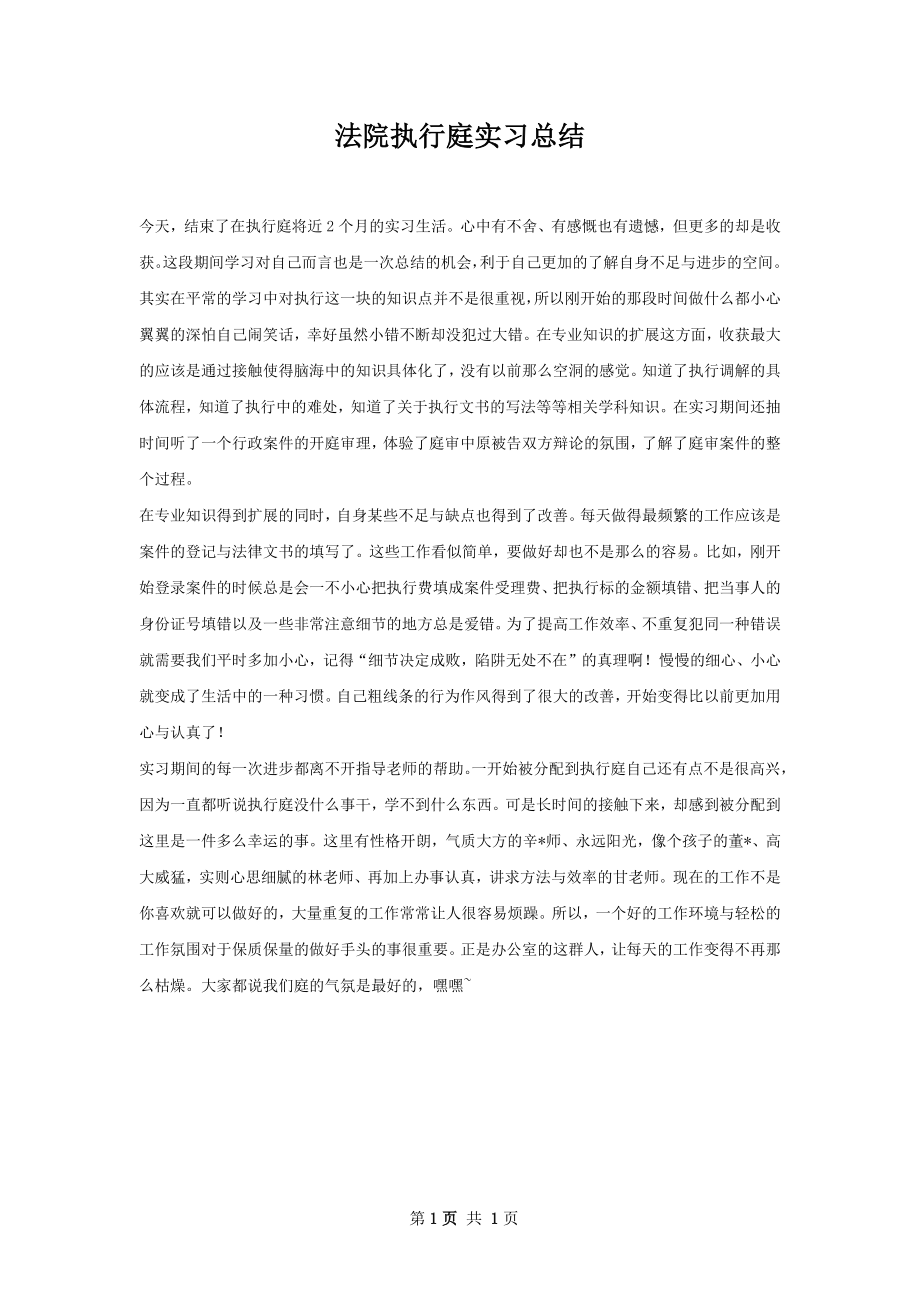 法院执行庭实习总结.docx_第1页