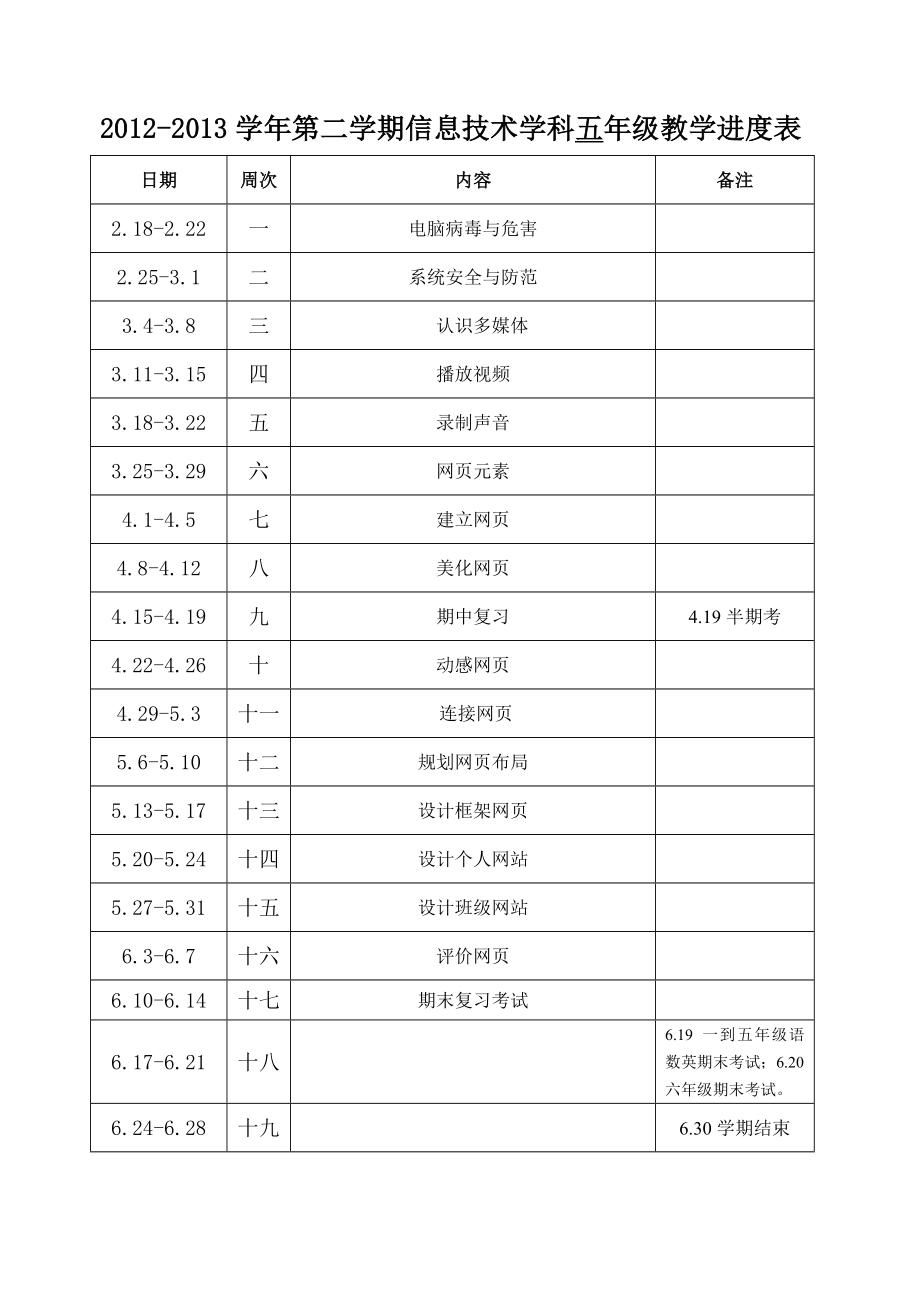 福建教育出版社小学三至六级第二学期信息技术进度表.doc_第3页