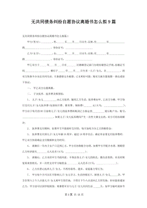 无共同债务纠纷自愿协议离婚书怎么拟9篇.docx