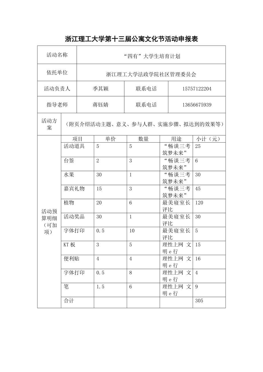 “四有”大学生培育计划申报书.doc_第1页