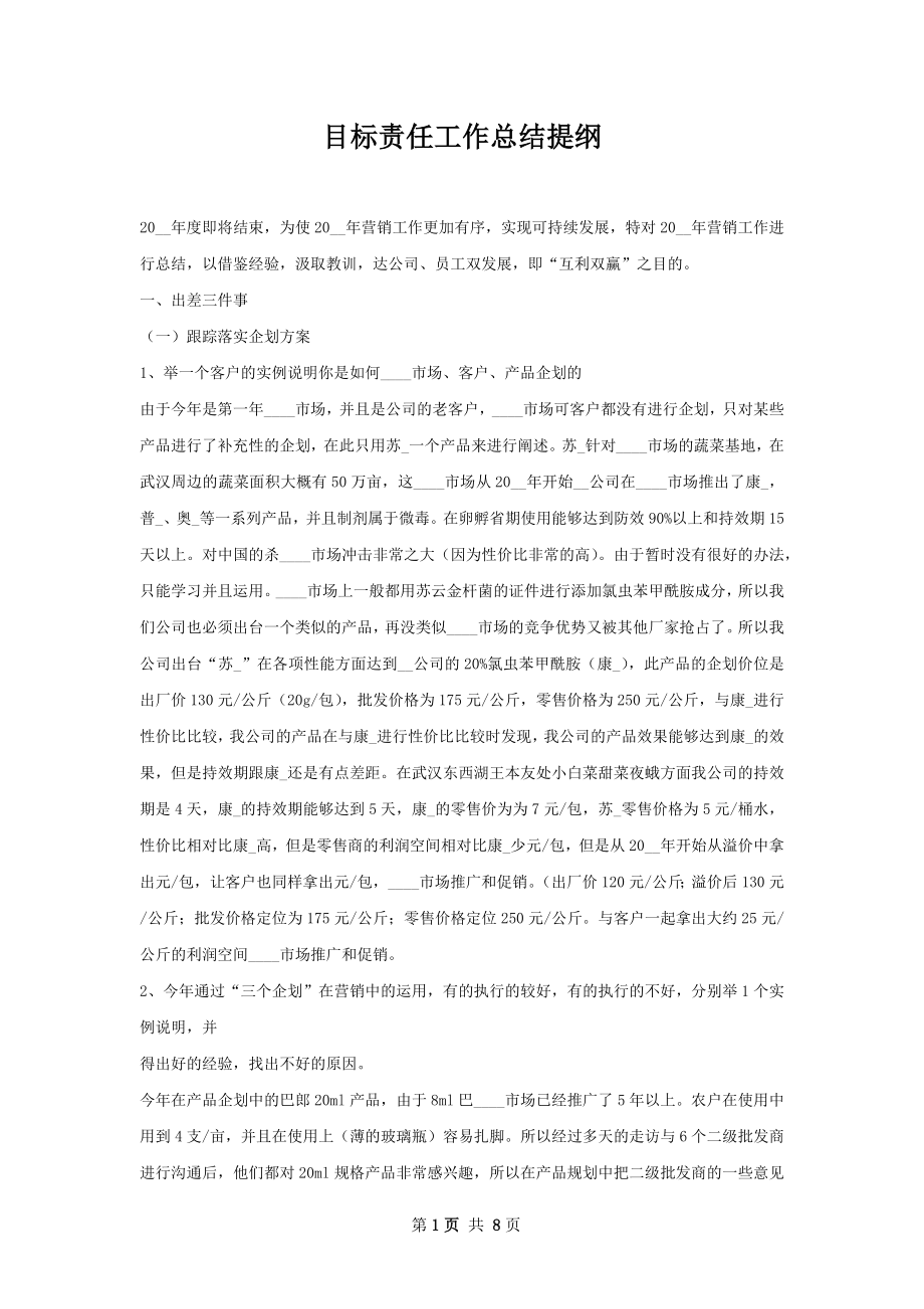 目标责任工作总结提纲.docx_第1页