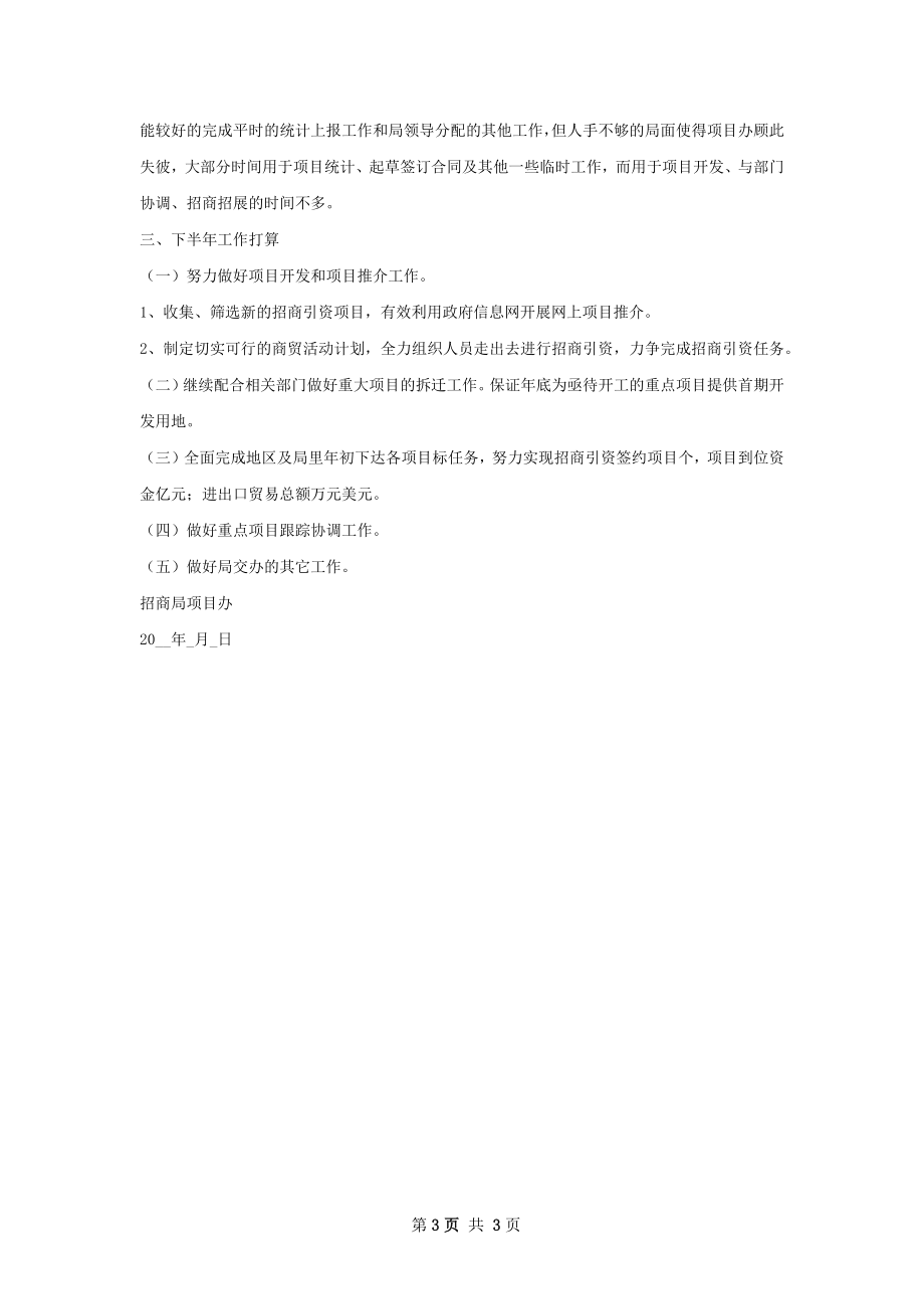 招商局年上半年工作总结及下半年工作打算.docx_第3页