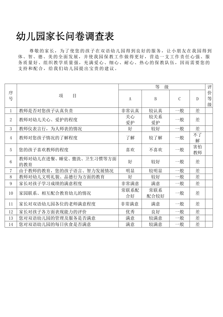 幼儿园家长问卷调查表.doc_第1页