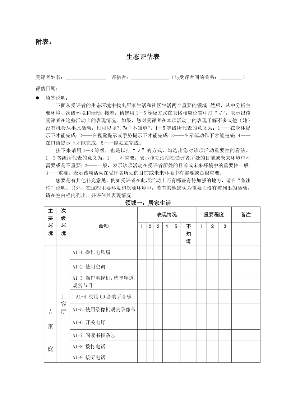 附表——生态评估表.doc_第1页