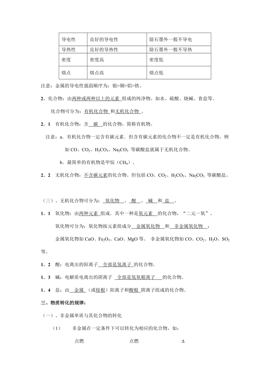 浙教版科学九级上册第二章知识点归纳及测试题.doc_第2页