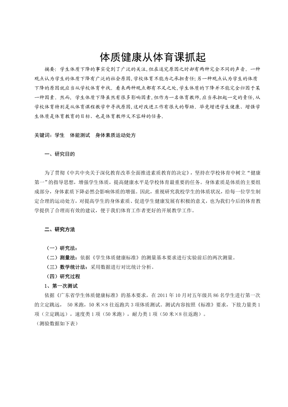 体育与健康论文：体质健康从体育课抓起.doc_第1页