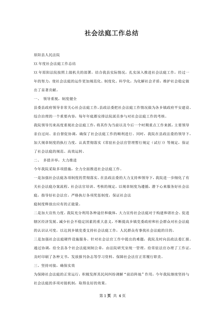 社会法庭工作总结.docx_第1页