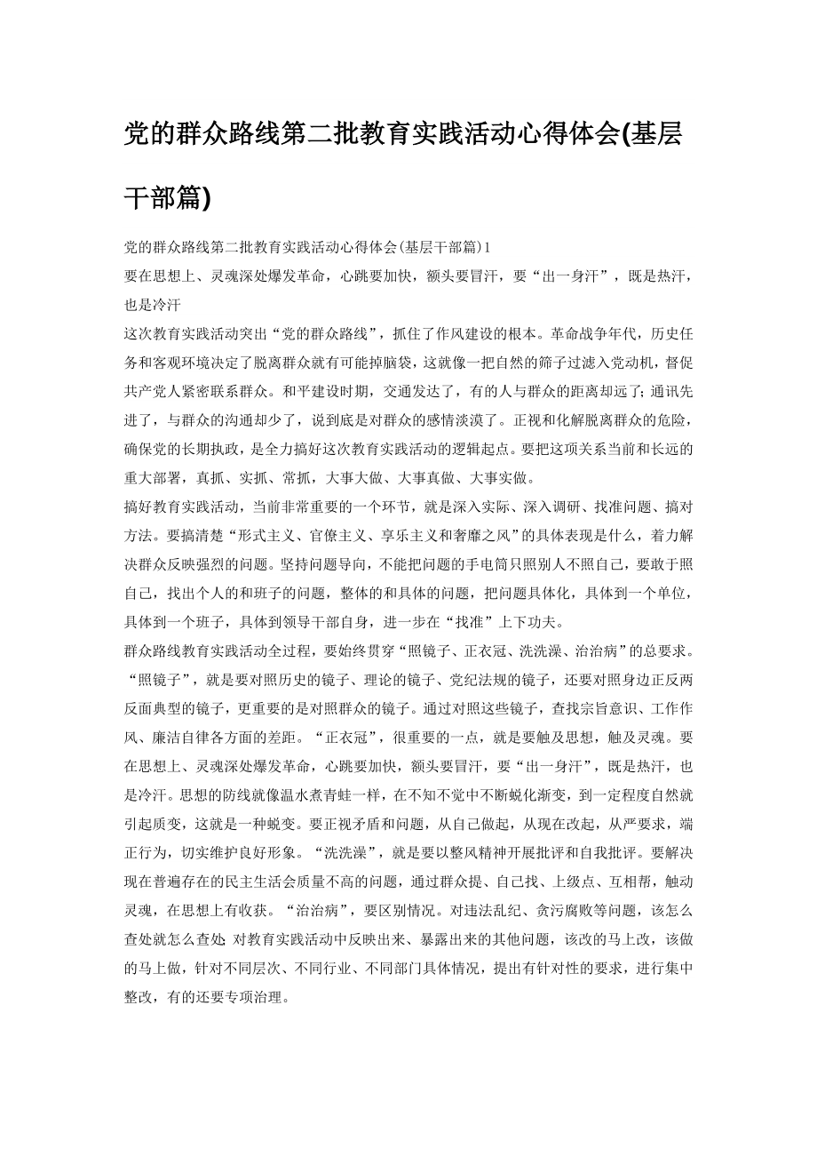 党的群众路线第二批教育实践活动心得体会.doc_第1页