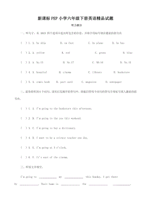 新课标PEP小学六级下册英语精品试题.doc