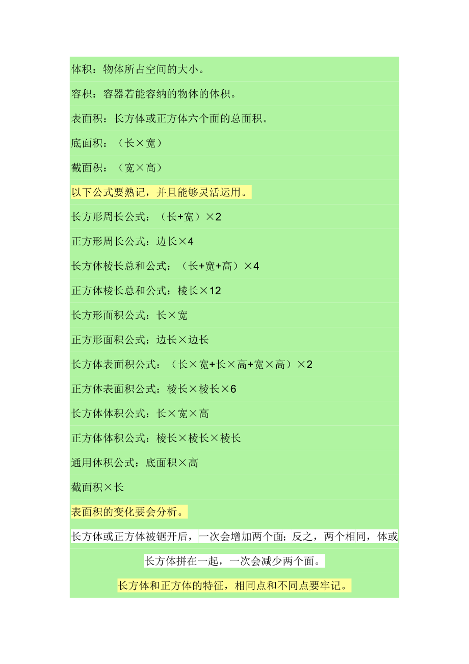 长方体和正方体的周长面积和体积计算公式大全.doc_第1页