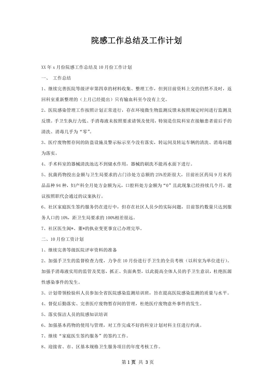 院感工作总结及工作计划.docx_第1页