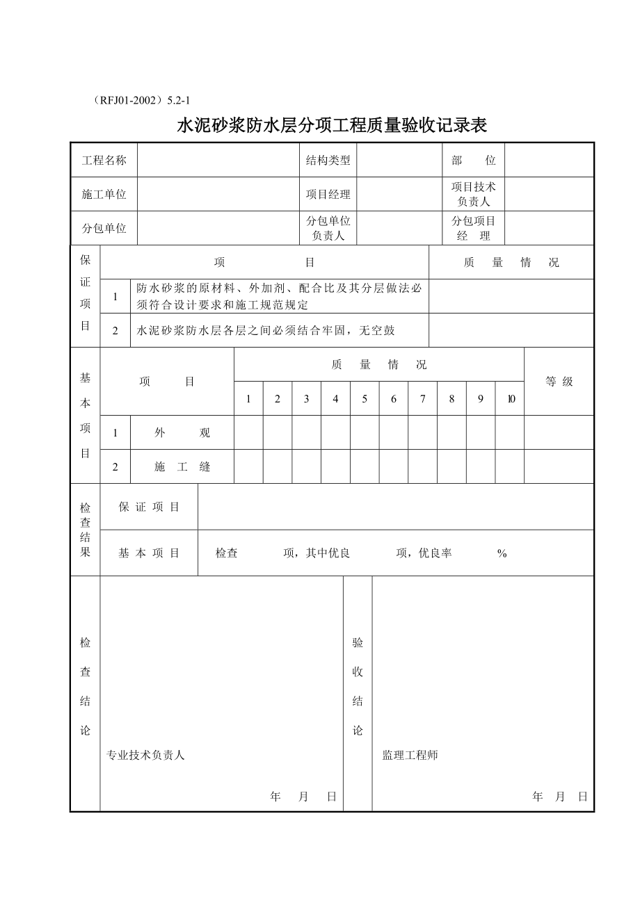 人防工程（土建）全套资料表格（Word版）—防水工程（下载后即可填写超实用）.doc_第2页