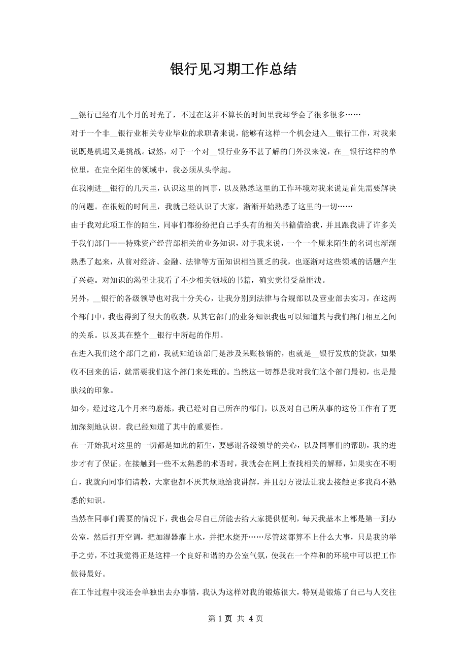 银行见习期工作总结.docx_第1页