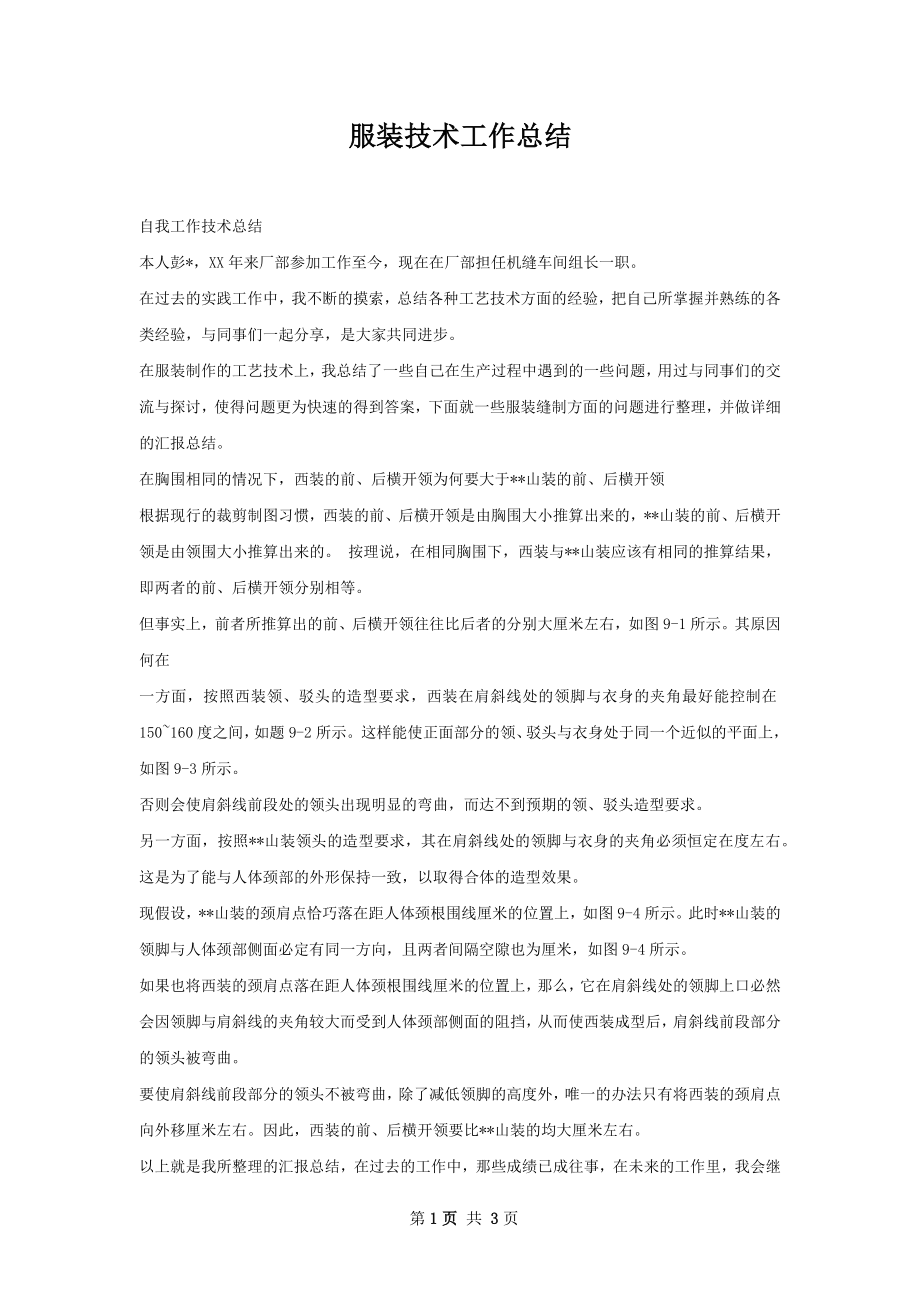 服装技术工作总结.docx_第1页