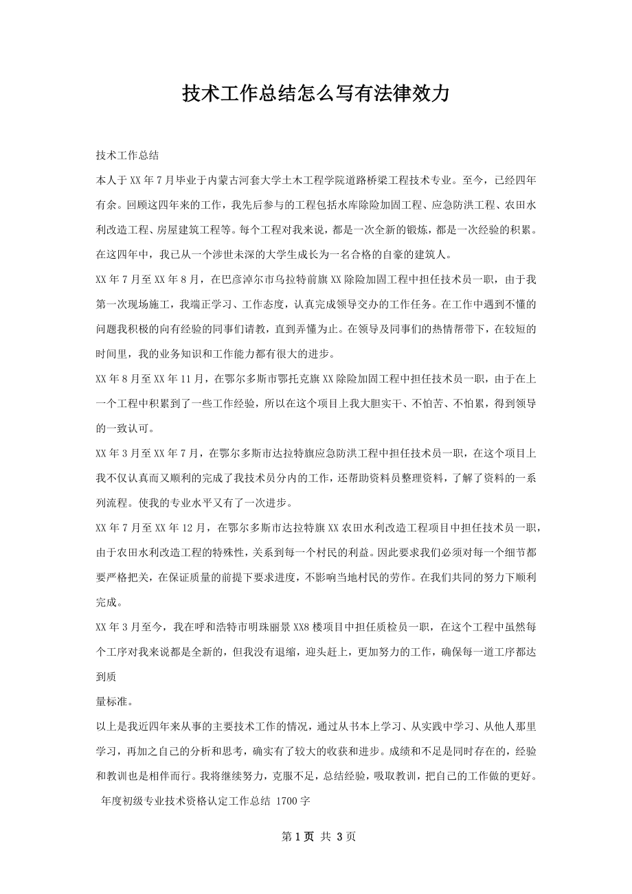 技术工作总结怎么写有法律效力.docx_第1页