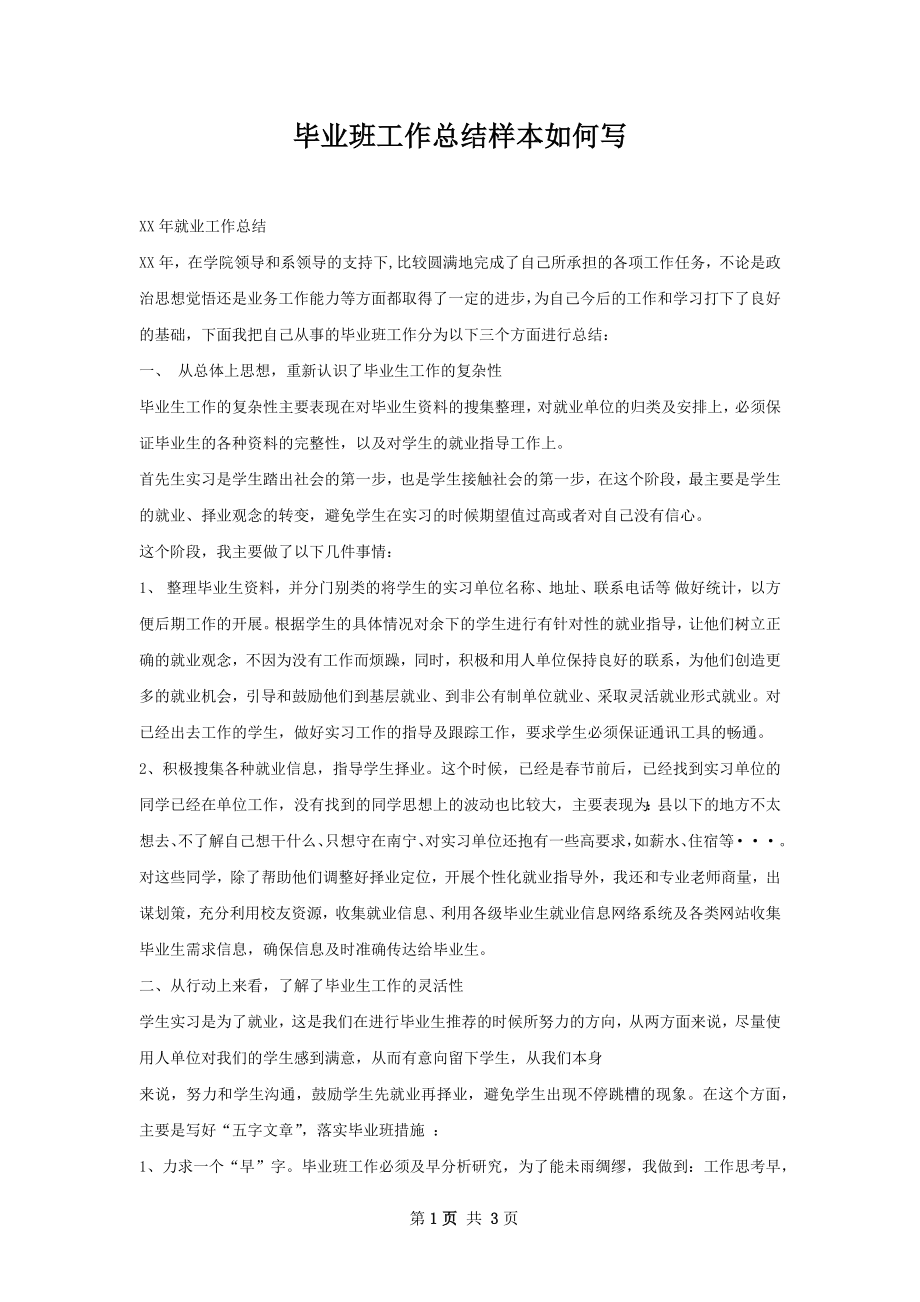 毕业班工作总结样本如何写.docx_第1页