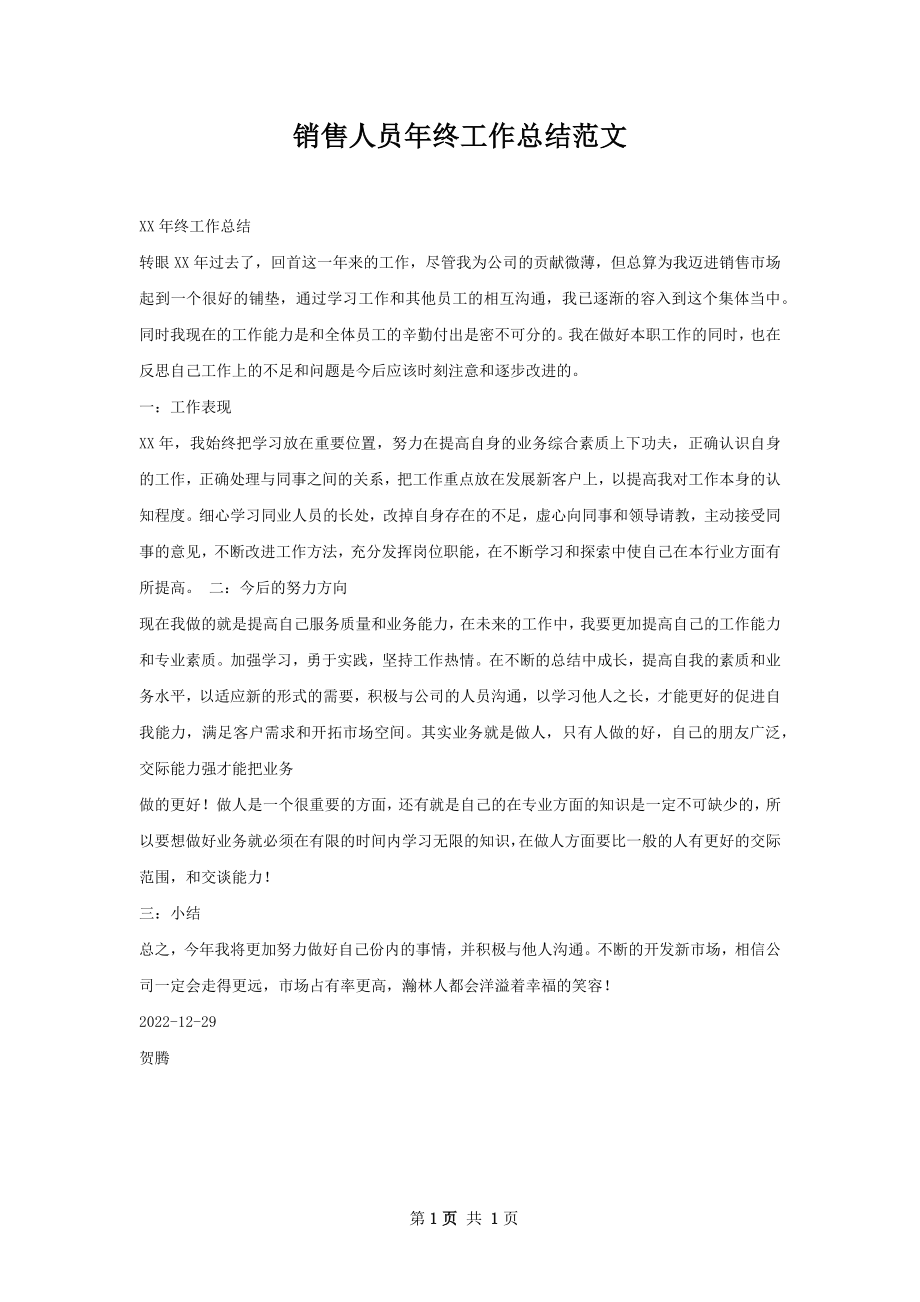 销售人员年终工作总结范文.docx_第1页