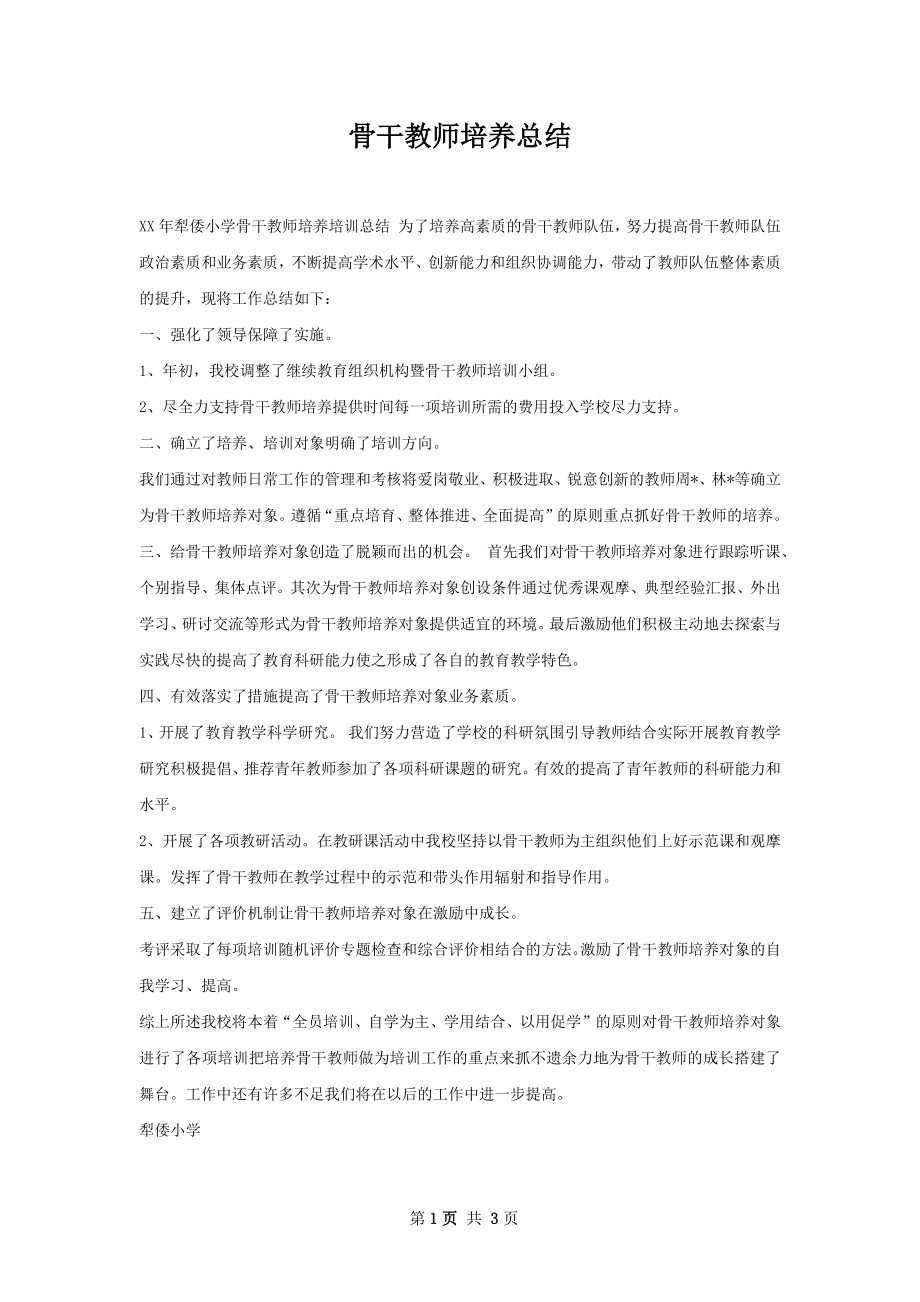 骨干教师培养总结.docx_第1页