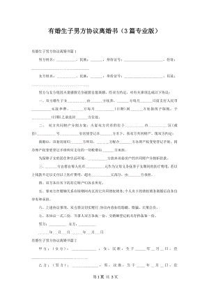 有婚生子男方协议离婚书（3篇专业版）.docx