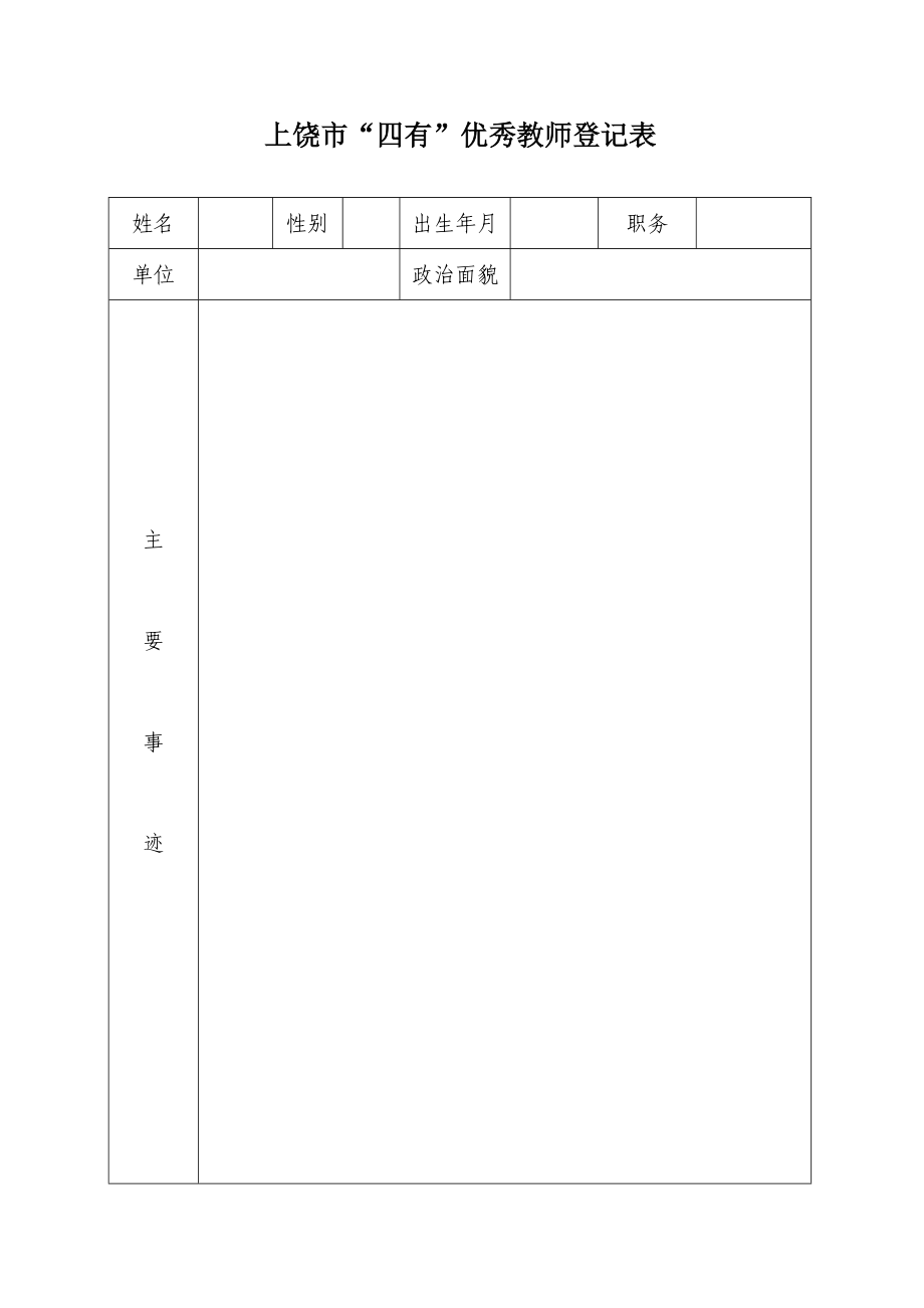 上饶市“四有”优秀教师登记表.doc_第1页