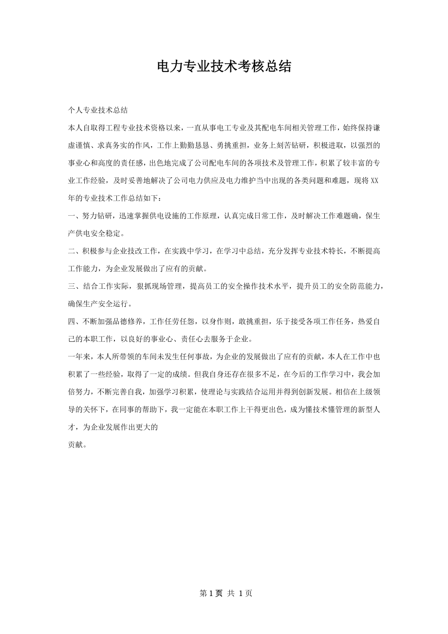 电力专业技术考核总结.docx_第1页