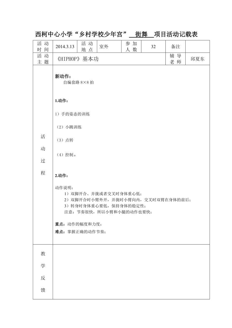 校园街舞活动记载表中心小学乡村学校少宫街舞.doc_第3页