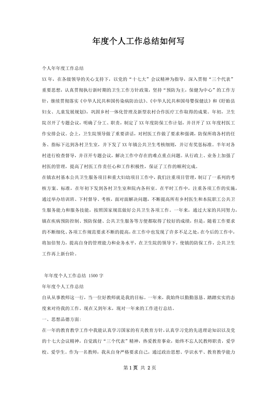 年度个人工作总结如何写.docx_第1页