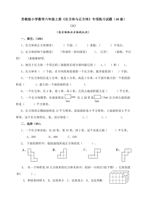 苏教版小学数学六级上册《长方体与正方体》专项练习试题（10套）.doc