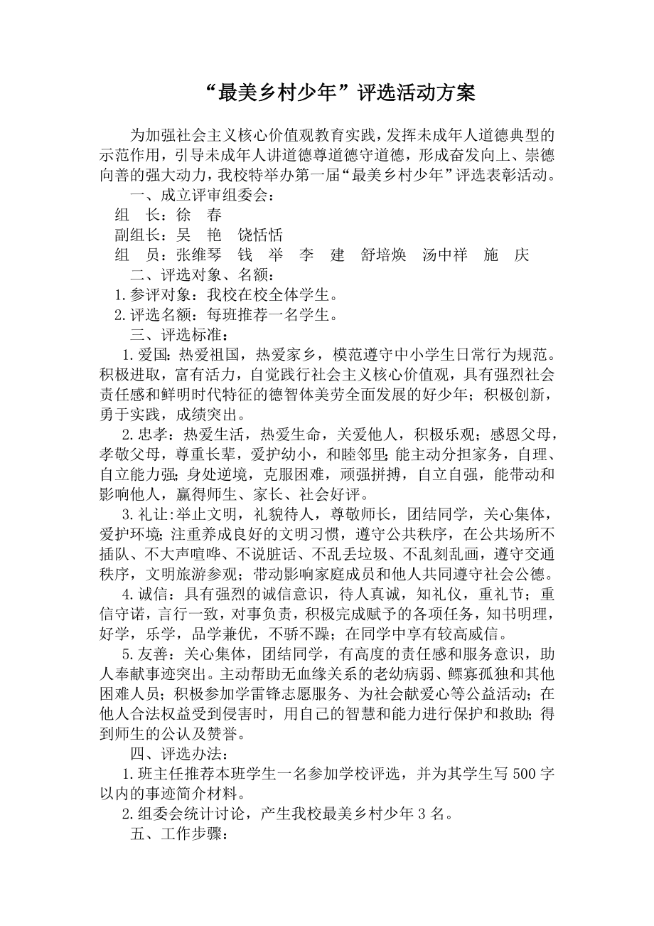 最美乡村少评选活动方案.doc_第1页