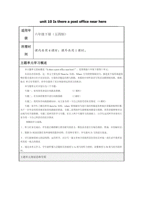 初中英语unit 10 Is there a post office near here主题单元教学设计以及思维导图.doc