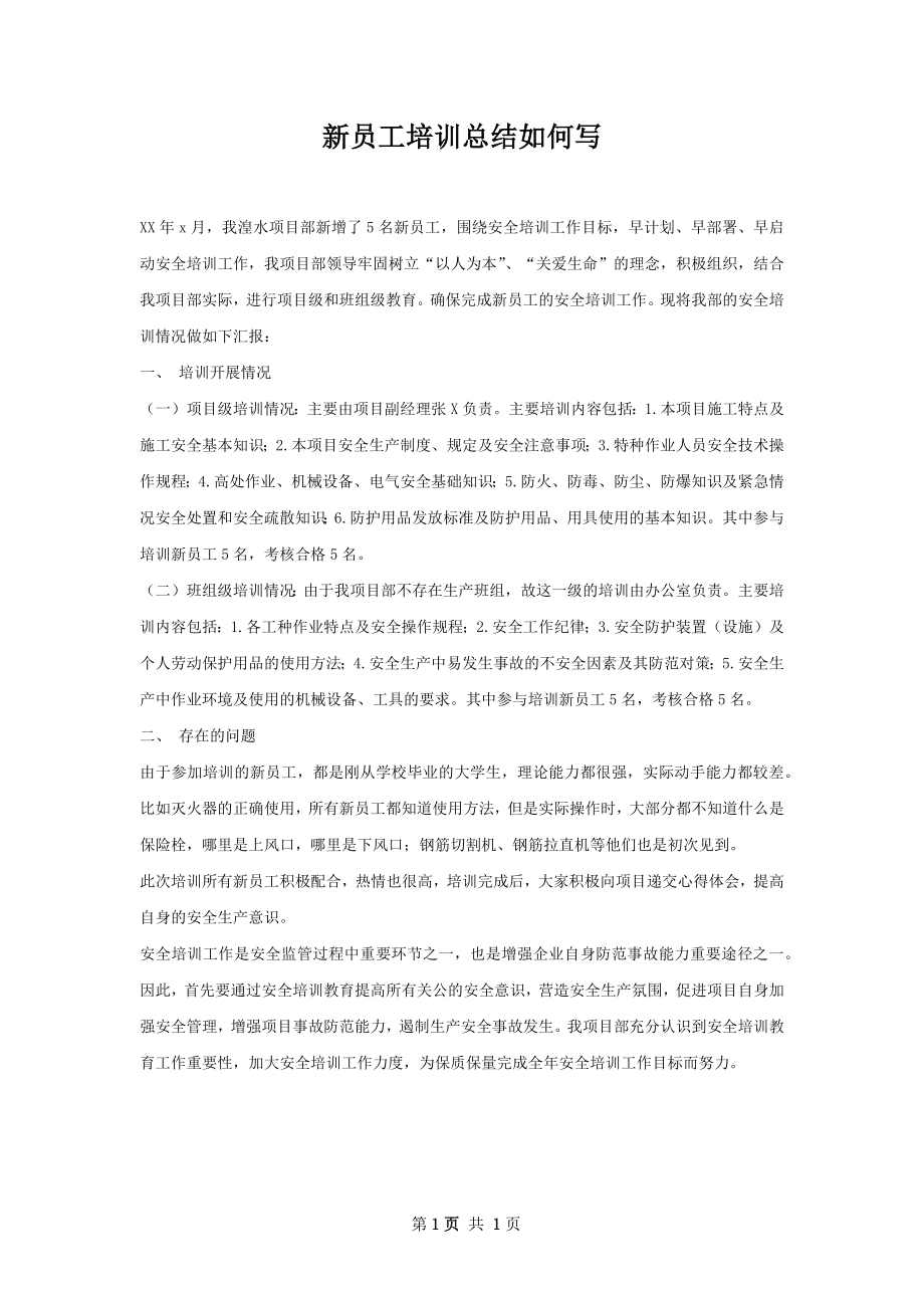 新员工培训总结如何写.docx_第1页