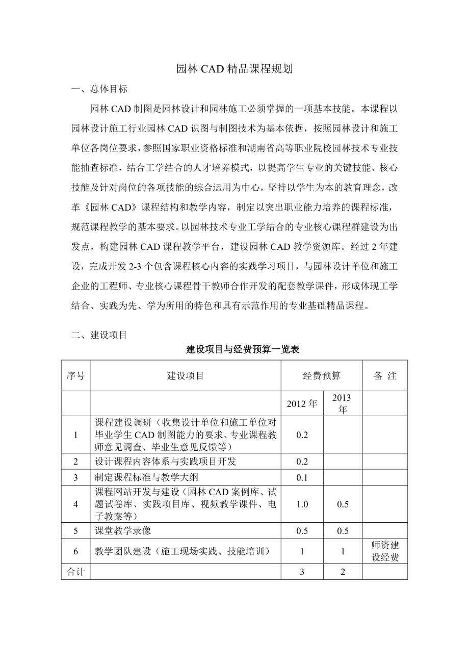 园林CAD精品课程建设规划实施方案.doc_第2页