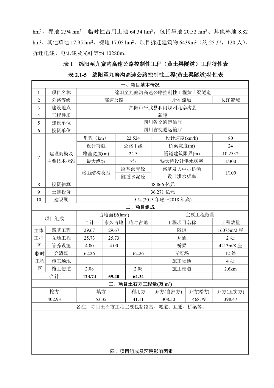 绵阳至九寨沟高速公路控制性工程（黄土梁隧道）环境影响评价报告书1.doc_第3页