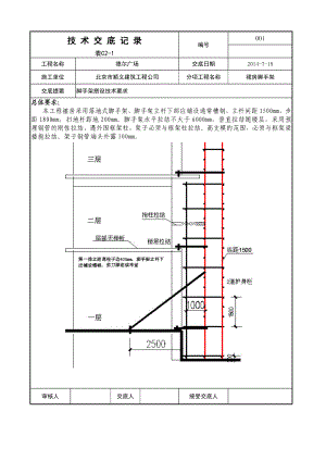 裙房落地脚手架搭设技术交底记录.doc