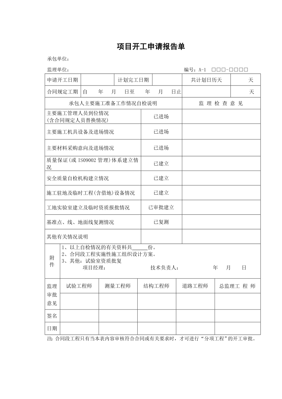 公路工程资料表格A1a21.doc_第1页