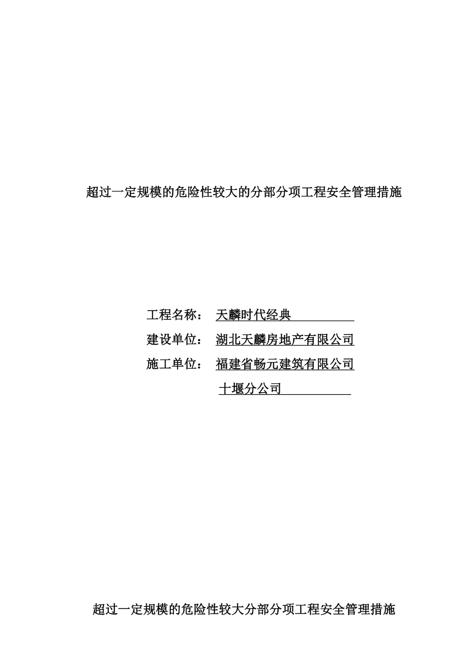 超过一定规模的危险性较大分部分项工程安全管理措施.doc_第1页