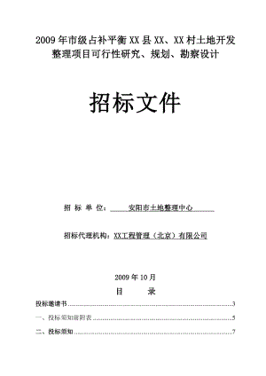 安阳市开发整理项目可行性研究规划、勘察设计招标文件.doc