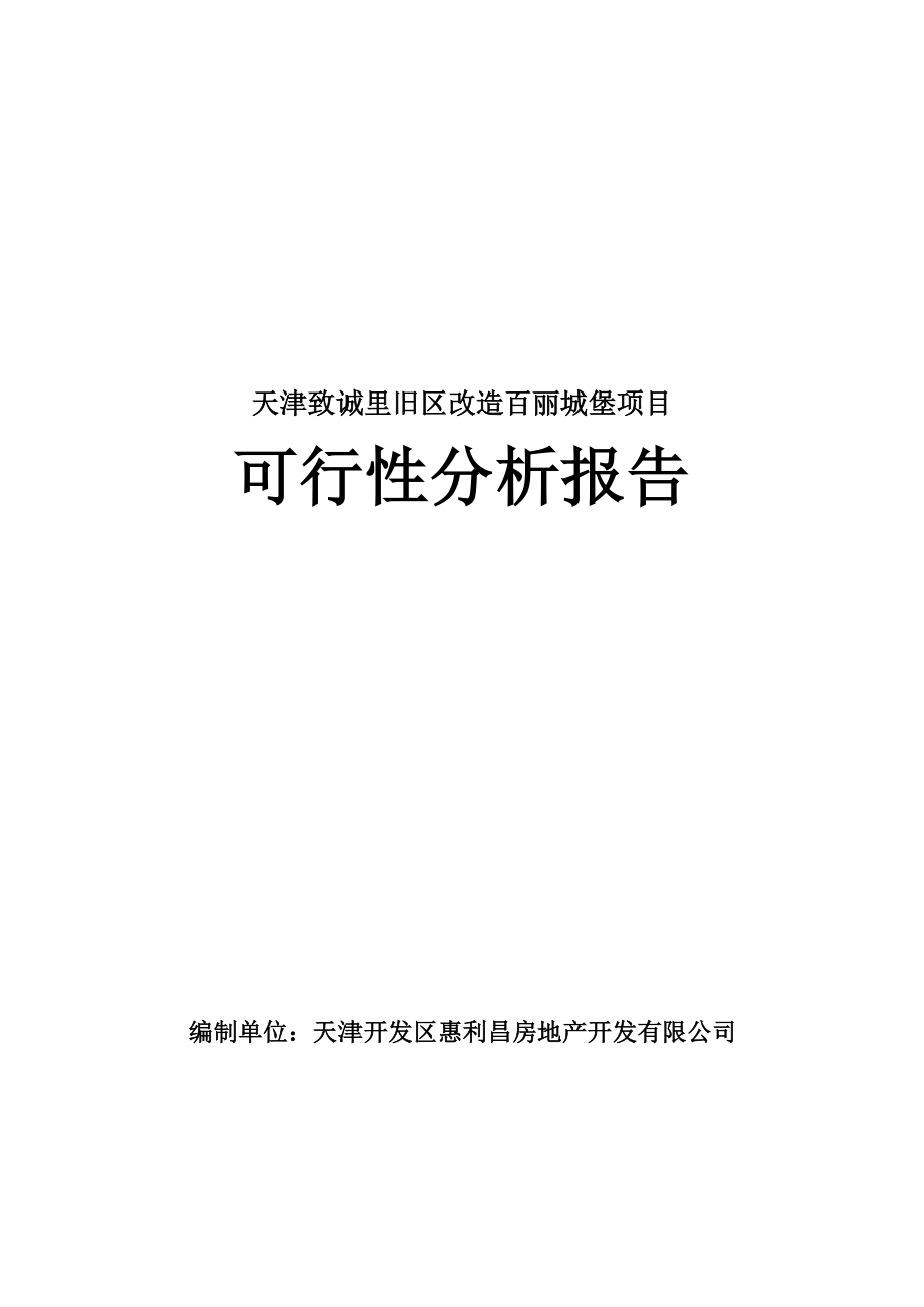 天津致诚里旧区改造百丽城堡项目可行性分析报告.doc_第1页