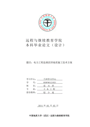 电力工程盐湖沼泽地质施工技术方案毕业论文.doc