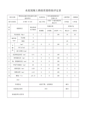 水泥混凝土路面质量检验评定表.doc