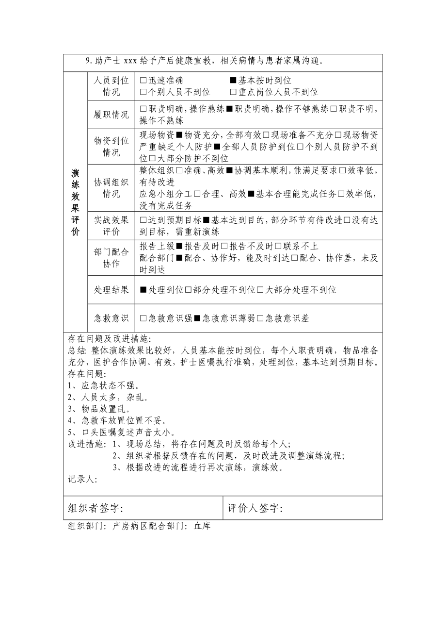 产后初学应急预案演练记录图文.doc_第2页